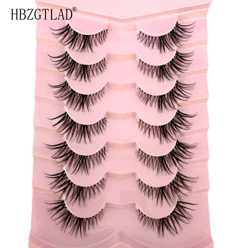 7/8 Paar Katzenaugen-Wimpern, Manga-Wimpern, 3D-Wimpern mit klarem Band, natürlich, halbe Wimpern, verlängerte Nerz-Wimpern, flauschige Wimpern — image 17