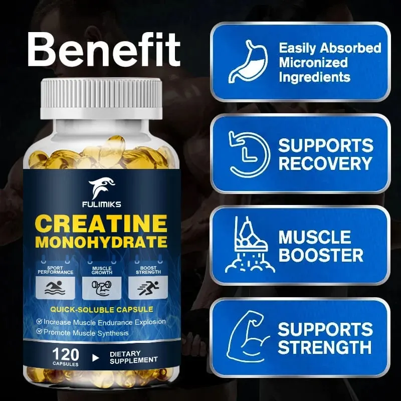 Buy 2 Get 2 Free! Premium Creatine Monohydrate Capsules Support Muscle Growth Strength Gains & Exercise Performance Men — image 3