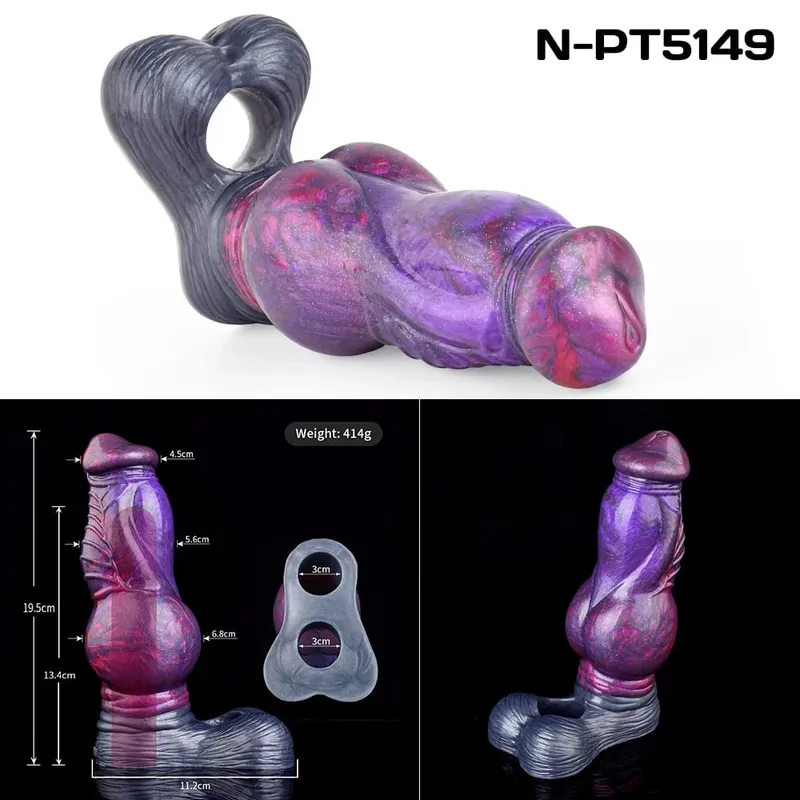 Multi-ประเภทเปิดแฟนตาซี Hollow Dildo ซิลิโคน Cock Sheath ชายอวัยวะเพศชาย Anti-DROP แหวนของเล่นสำหรับผู้ใหญ่ 18 + — image 9