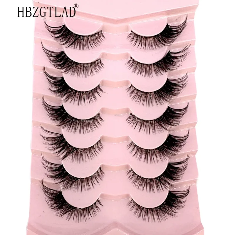 7/8 Paar Katzenaugen-Wimpern, Manga-Wimpern, 3D-Wimpern mit klarem Band, natürlich, halbe Wimpern, verlängerte Nerz-Wimpern, flauschige Wimpern — image 19
