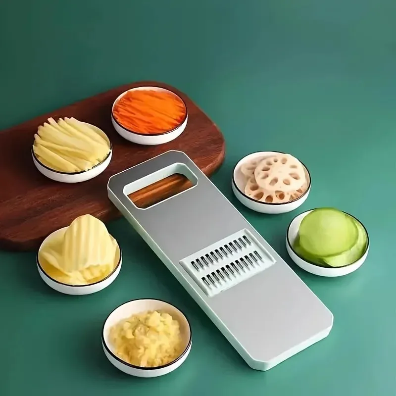 7pcs 스테인레스 스틸 다기능 야채 슬라이서 및 교환 가능한 블레이드가있는 강판 세트 수동 주방 가제트 도구 키트 — image 2