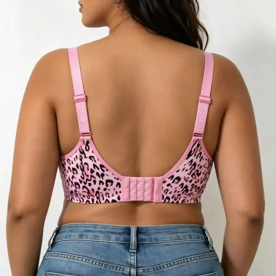 Plus Size Dünner, kabelloser Minimizer-BH mit Leopardenmuster, Anti-Sagging-Komfort-Dessous für Frauen mit großer Oberweite — image 3