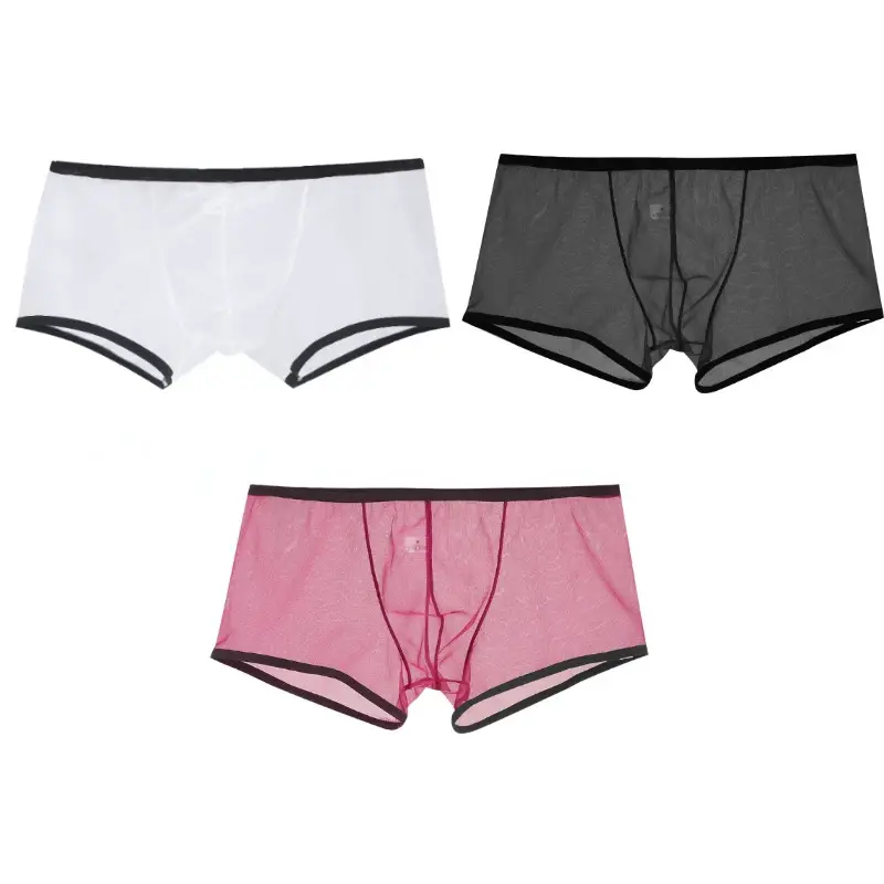 ผู้ชายดูผ่าน Ultra-thin Boxer กางเกงขาสั้นกางเกงขาสั้น U กระเป๋านูนชุดชั้นในกางเกงตาข่าย Low Rise โปร่งใสด่วน-แห้งกางเกง — image 3