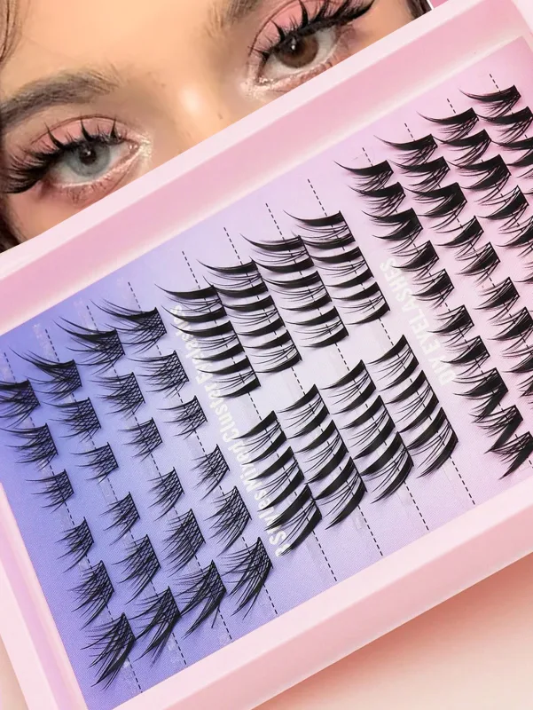 Cat Eye 16 rækker Cluster Lashes 406080100P Blandede DIY Individuelle øjenvipper Tykke Bakke DIY Eyelash Extension Wispy Volume Eyelashes