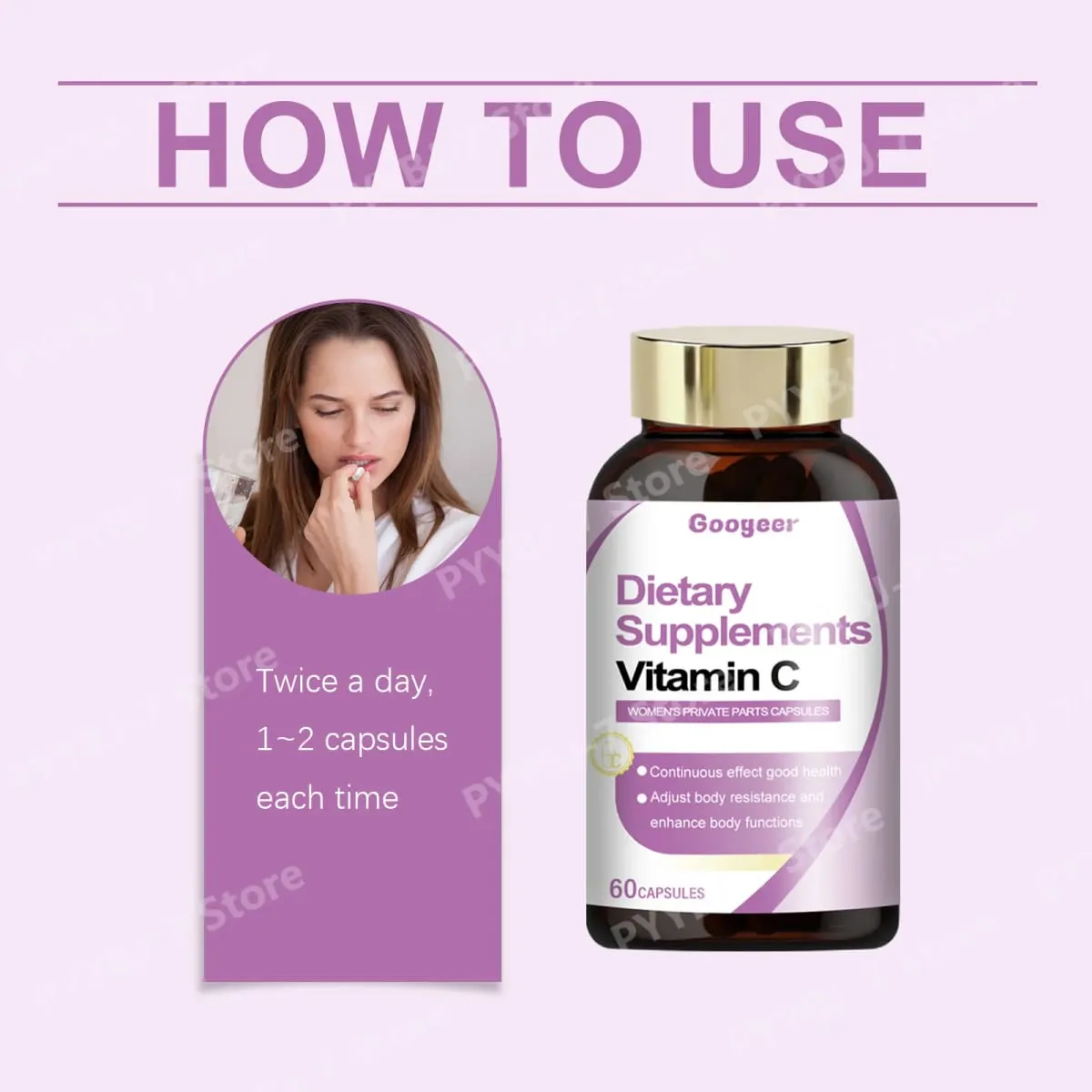 Capsules de vitamine C, 60 capsules de supplément nutritionnel quotidien, format pratique pour le bien-être général et un mode de vie sain — image 7