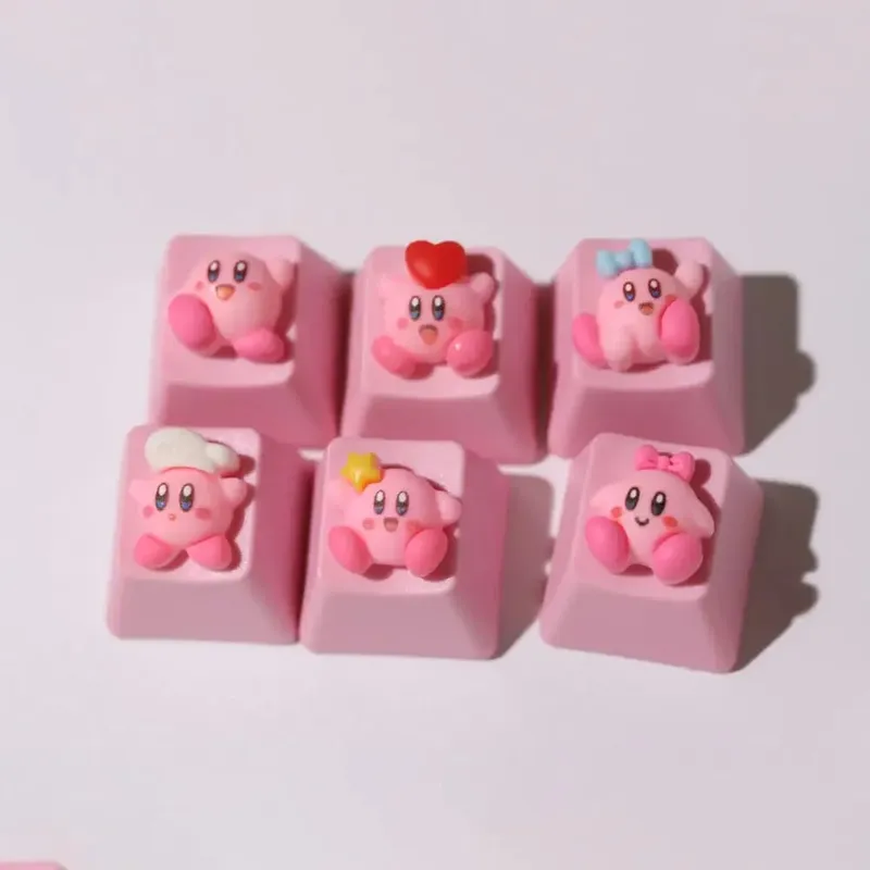 Kirby Keycaps แป้นพิมพ์สำหรับ Mechanical น่ารักหมวกชุดปุ่มส่วนบุคคล Keycaps DIY หมวกอะนิเมะการ์ตูนสีชมพู 3D Keycaps — image 10