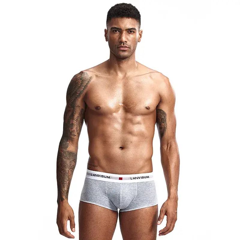 Men's Underwear Youth U Raised Low Waist Cotton Quadrangle Pants Solid Color Large Men's Shorts — image 5