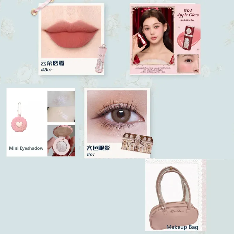Flower knows makeup gift box shimmering eyeshadow palette cupid lip liner full coverage concealer all-in-one beauty kit