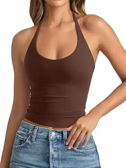 2026 Musim Semi Baru Kedatangan Gaya Amerika Eropa Warna Solid Slim Fit Cami Tank Top Wanita Trendi Hot Girl Atasan Tanpa Lengan — image 12