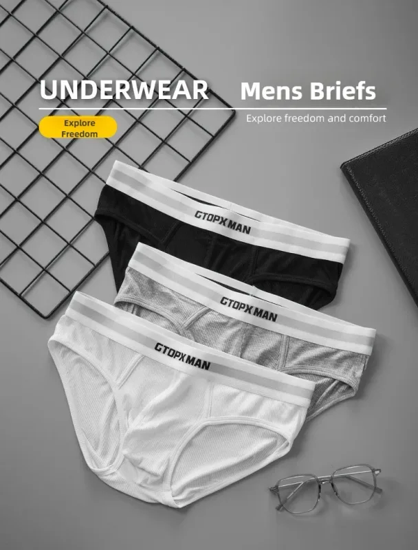 3 Pak Pakaian Dalam Pria Satu Lapis Musim Panas Celana Dalam Bertingkat Rendah untuk Pria Celana Dalam Elastis Nyaman Cocok Ropa Interior Hombre — image 8