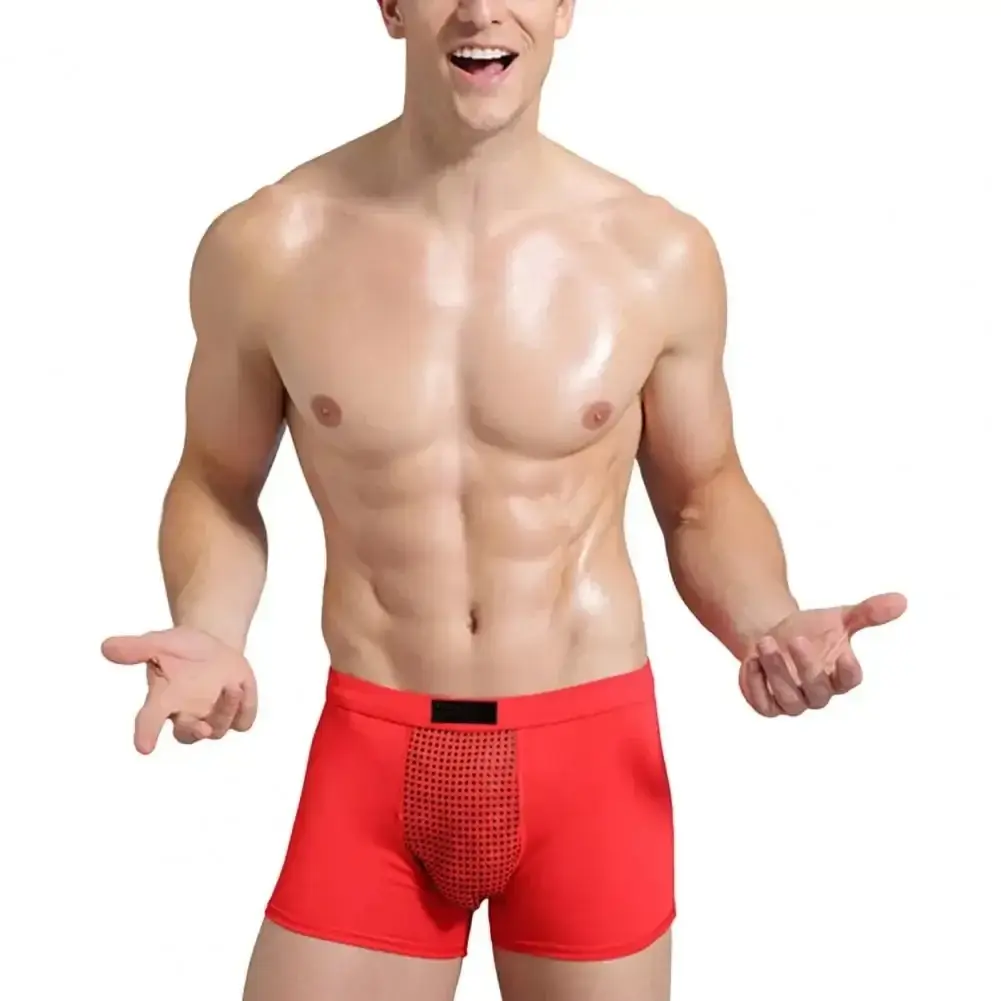 Boxer da uomo Assorbimento del sudore U Convesso Magnetico Biancheria intima fisiologica Massaggio Tinta unita Plus Size Mutande da uomo Abbigliamento interno Cl — image 8