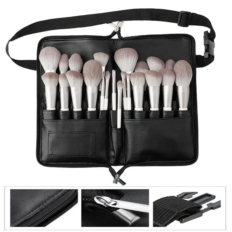 24 Pockets Makeup Brushes Storage Waist Bags With Artist Belt Strap Zipper Large Capacity Foldable PU Makeup Tools Storage Bag — image 5