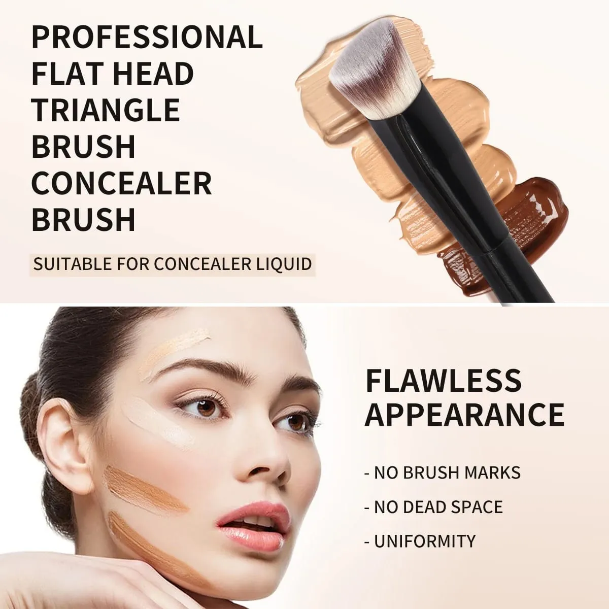 2PCS Flawless Makeup Brush Flat/Angle Foundation Contour Brush Under Eyes Makeup Brush for Liquid Cream Beauty Tools