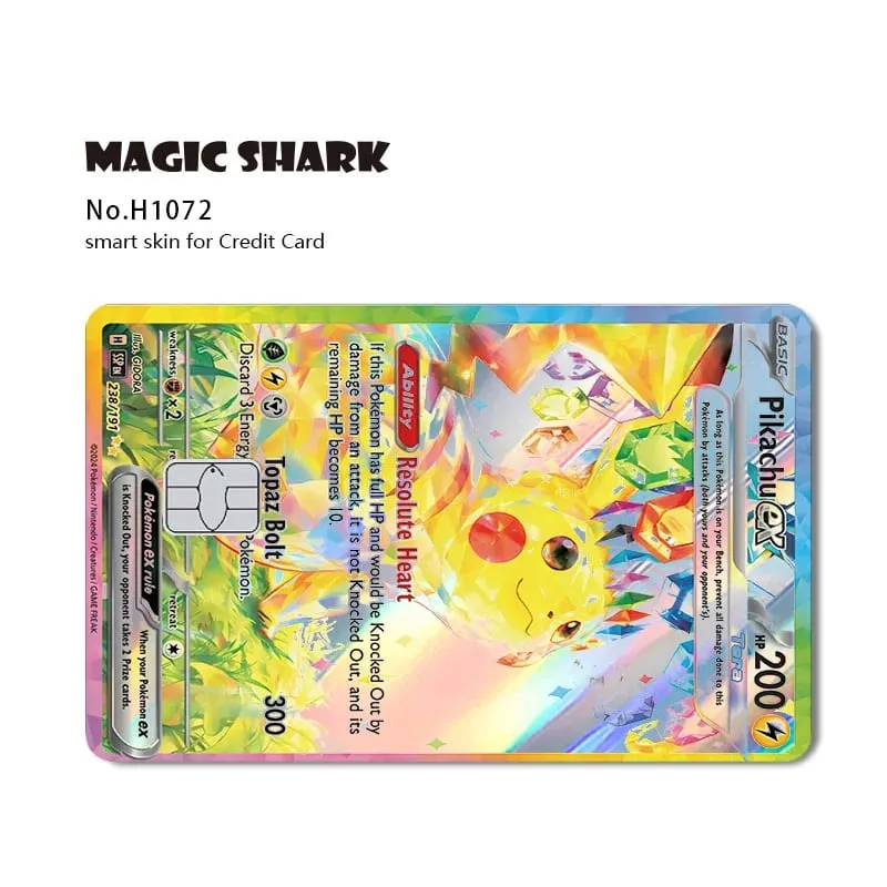 ماجيك القرش ميو تشاريزارد EX Eevee Gengar بيكاتشو TCG بطاقة ثلاثية الأبعاد ليزر الجلد لاصق غشائي لبطاقة الائتمان البنك — image 10