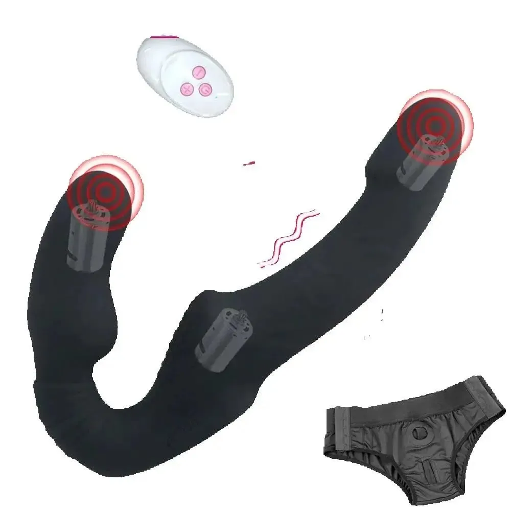 Strapless Strapon Dildo Vibrator Weibliche Doppel Vibrierende G-punkt Stimulieren Klitoris Anal Massager Erwachsene Sex Spielzeug Für Frauen Paar — image 1