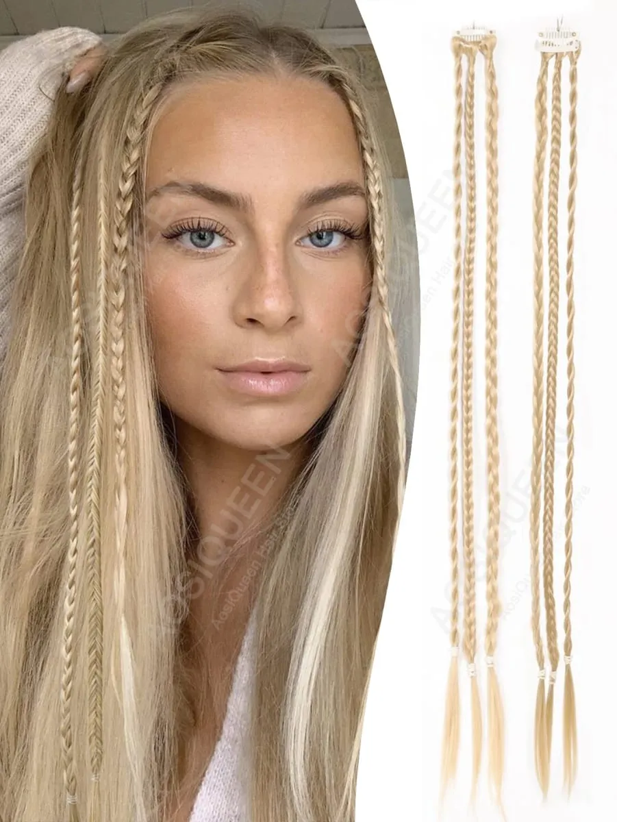 Peruca sintética de trança com clipe BB forte, caixa leve, trança de rabo de cavalo, peça de cabelo para mulheres, 1/2 unidades