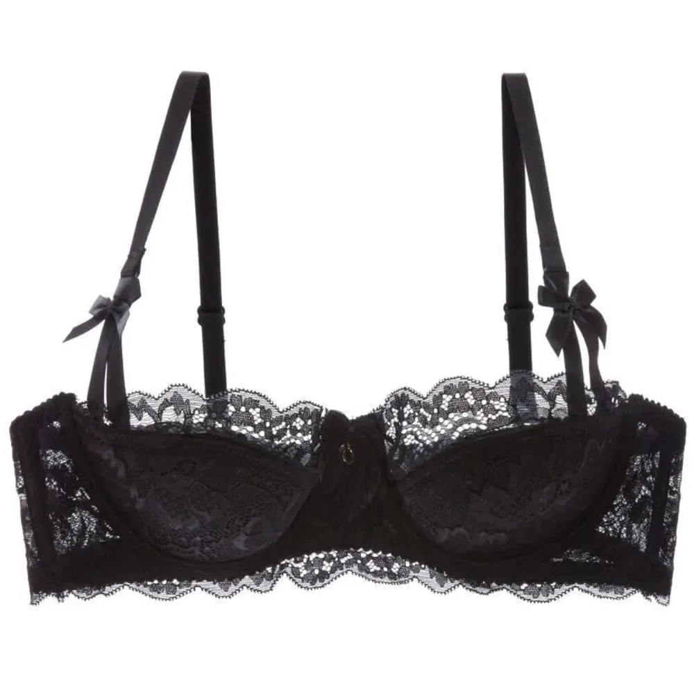 Franse Kant Half Cup Bh Set Strik Schouderriem Dunne Grote Buste Minimizer Pure Desire Lingerie Voor Tienermeisjes Dagelijkse Outfit — image 1