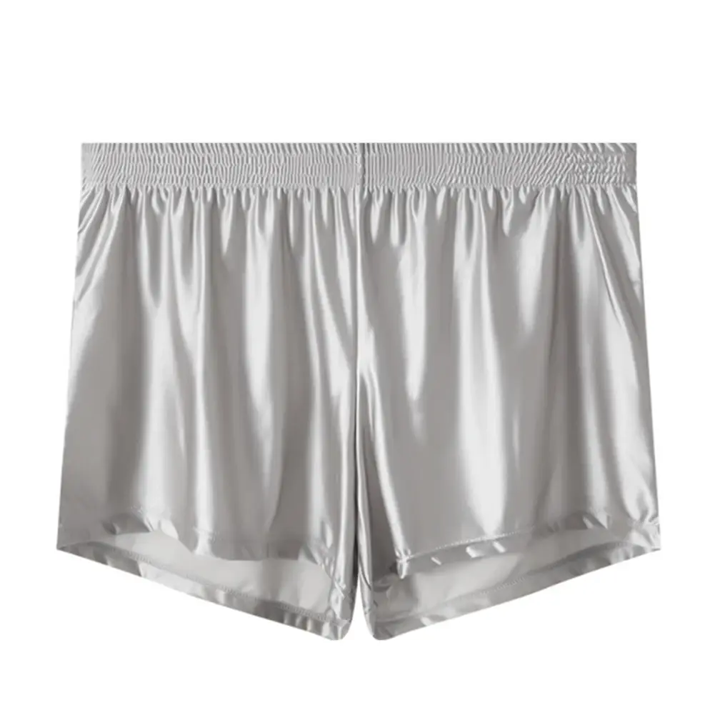 1 PC Men ICE Silk Smooth Solid Boxer กางเกงขาสั้นกางเกง L-3XL ขนาดใหญ่หลวมชุดนอนชุดชั้นในกางเกงไม่มีรอยต่อ Comfy ชุดนอน — image 4