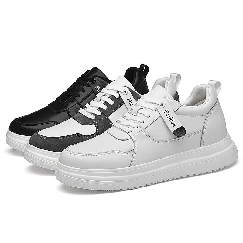 Baskets de grande taille pour hommes, chaussures rehaussantes, semelle intérieure rehaussante, talons hauts de 7 à 8CM, chaussures de Sport en cuir véritable — image 6