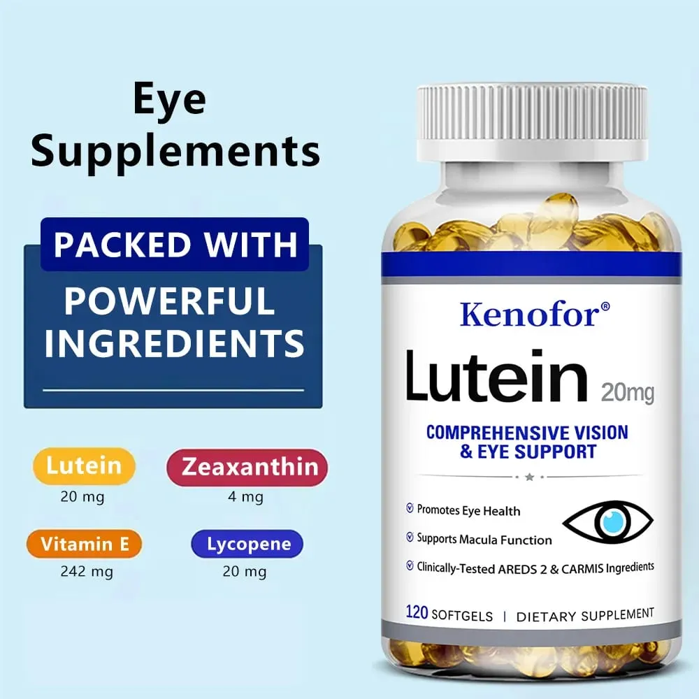 Capsule di luteina - con zeaxantina e vitamina E - Potente antiossidante per la salute degli occhi che migliora la salute della vista - 120 Capsule — image 1