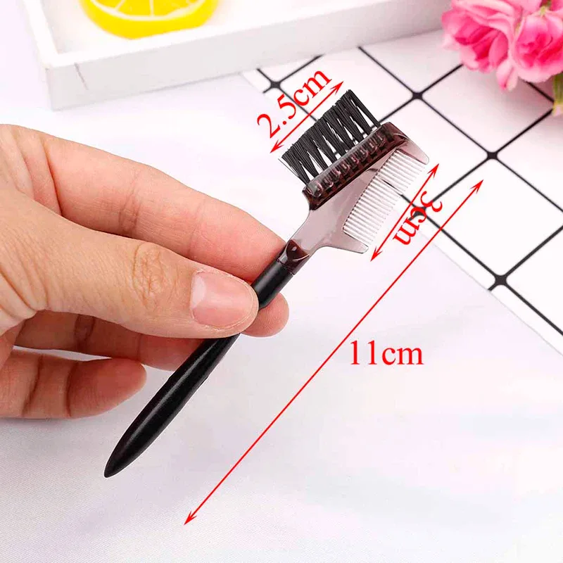 1PC štětec na řasy Hřeben na obočí štětce na líčení Professional Dual Makeup Tool maquiagem Black Kabuki Wood Beauty — image 7