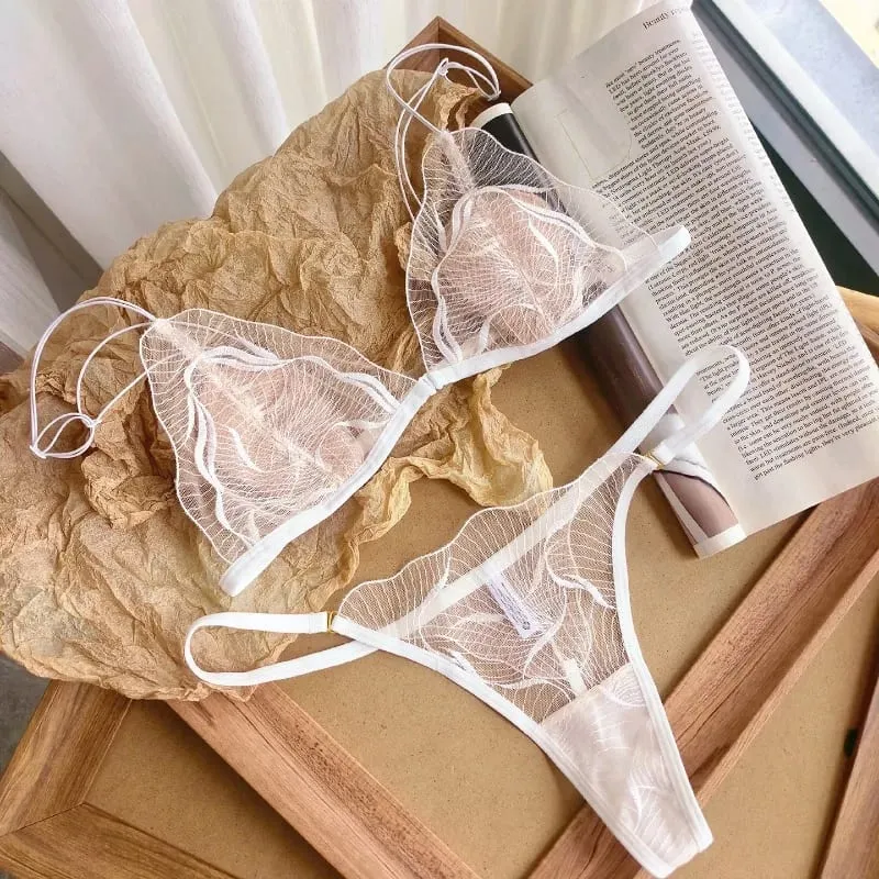 여름 경량 프렌치 프론트 버튼 브래지어 세트 얇은 통기성 뷰티 백 란제리 캐주얼 데일리 여성 속옷 32-38 — image 1