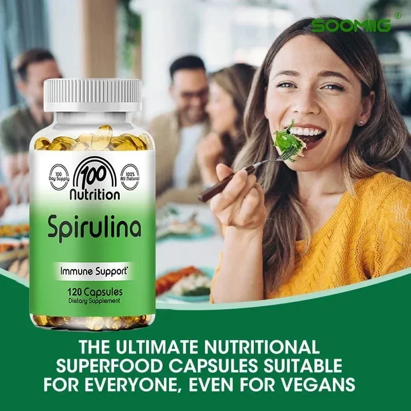 Spirulina Softgels Organic Superfood Algae - Supports Cardiovascular and Immune System Health Powerful Antioxidant — image 5