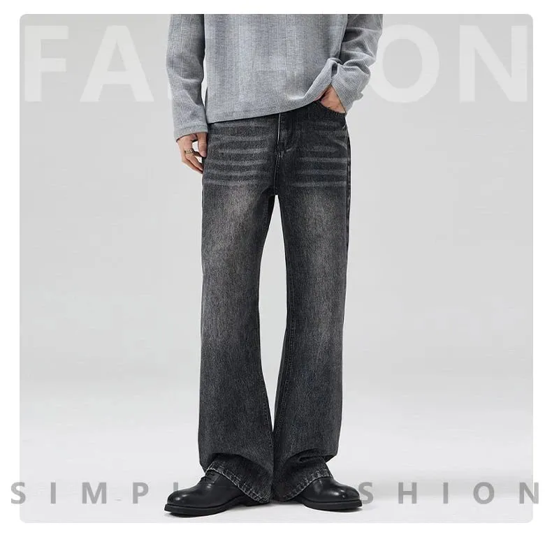 2025 primavera nuovi uomini jeans svasati pantaloni in denim con taglio a stivale dritti jeans grigi vintage uomo comfort pantaloni da uomo fondo a campana — image 8