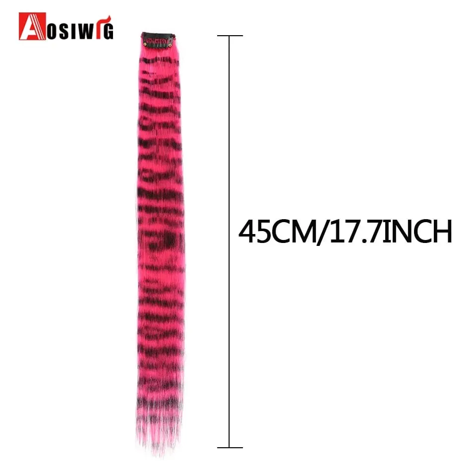 Feather Hair Extensions Colored Synthetic Clip In Hair Feather Colorful False Hair Extension Mixed Color Straight Hair For Women — image 4