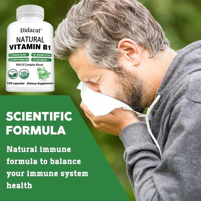 Didacat Vitamin B1 hilft dem Immunsystem, dem Nervensystem und der Energieunterstützung, Nahrungsergänzungsmittel — image 4