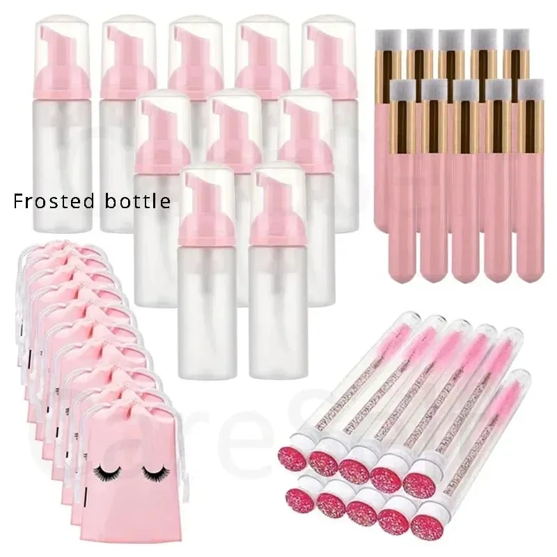40pcs Empty Lash แชมพูขวดและชุดแปรงปั๊มโฟมและจมูก Pore แปรงทำความสะอาดลึก Eyelash EXTENSION TUBE — image 10