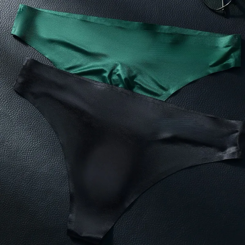 ผู้ชายไม่มีรอยต่อผ้าไหมน้ำแข็งชุดชั้นใน G-String 3D Bulge POUCH Low-RISE T-Back Thongs Low RISE Men กางเกงบิกินี่ U กระเป๋าชุดชั้นใน — image 7