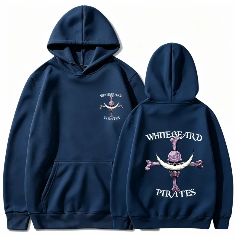Moletom com capuz de piratas de barba branca de uma peça, moletom com estampa, barba branca Jolly Roger Anime gráfico streetwear top com capuz — image 4