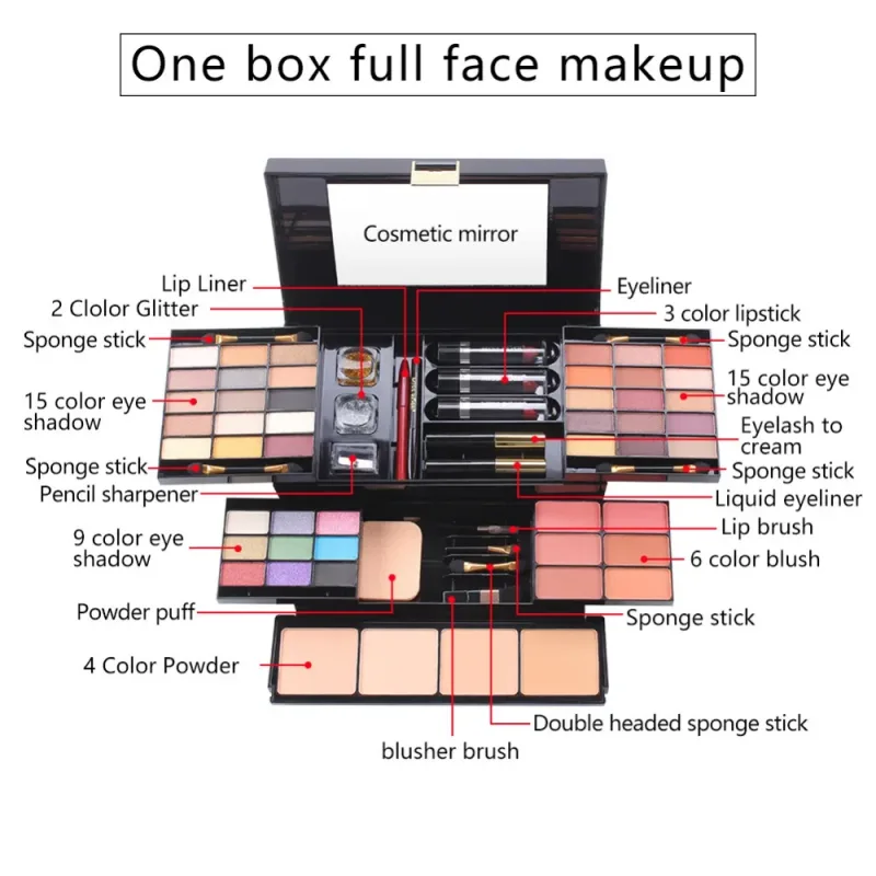 Professional Makeup Set Box Matte Glitter Eyeshadow Foundation Powder Kit Blush Women Multi-functional Palette Cosmetic Case — image 3