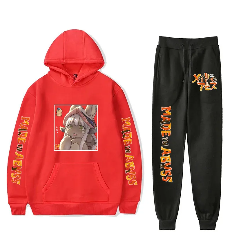 Harajuku Comfortable Made in abyss Print Sweatshirt Sweatpants Suit Men/Women Hoodies+ Trousers Suit Cute 2 Piece Set Clothes — image 34