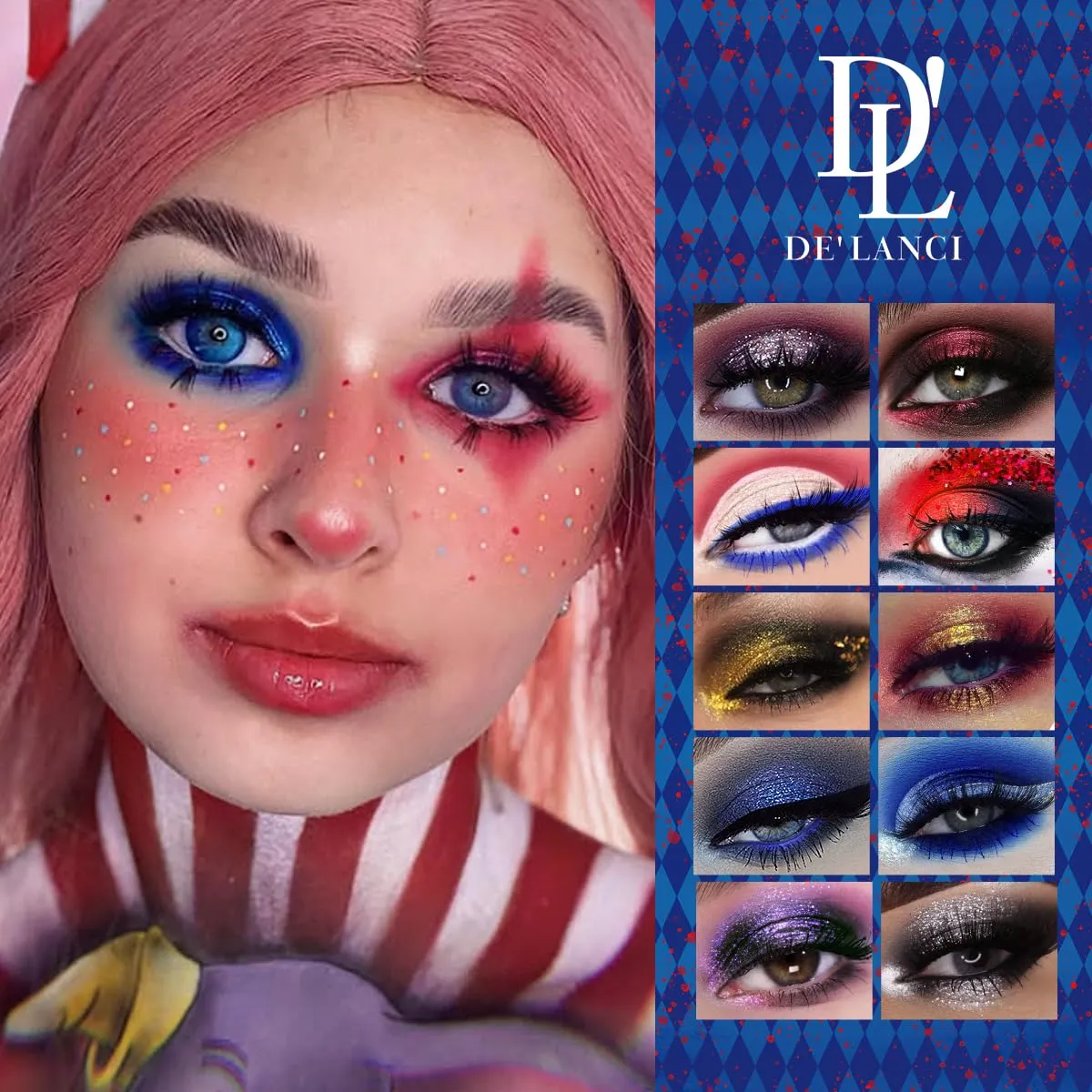 อายแชโดว์ Palette 12 สี Chameleon Metallic Silver Shimmer Black Goth Clown ฮาโลวีนยาวแต่งหน้า Vegan Eye 17g — image 6