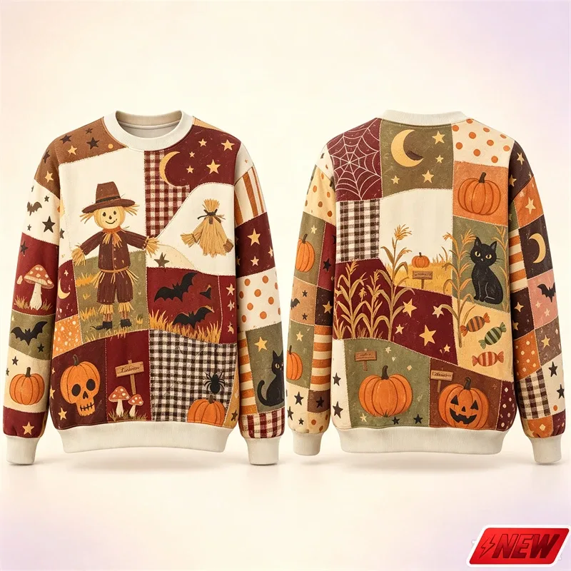 Sweat-shirt à manches longues pour hommes, motif d'épissure d'halloween, impression 3D, chat citrouille, sweat à capuche, séchage rapide, Costume de vacances, haut unisexe — image 6