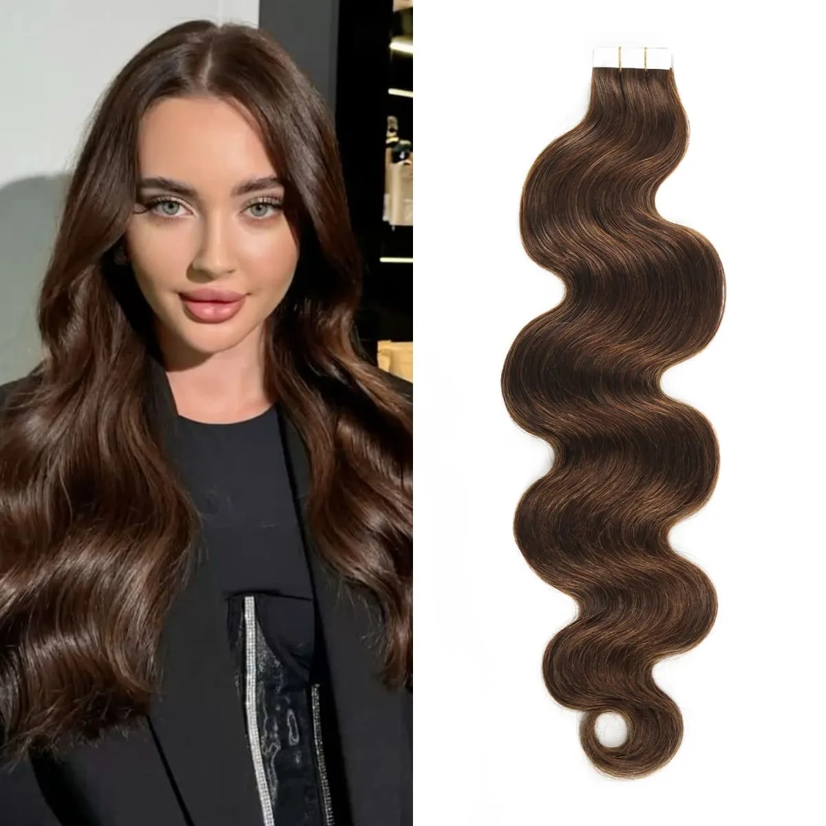 20 ชิ้น/แพ็คเทปต่อผมมนุษย์ Body WAVE เทปต่อผมมนุษย์จริงไม่มีรอยต่อเทป Real Human Hair EXTENSION — image 2