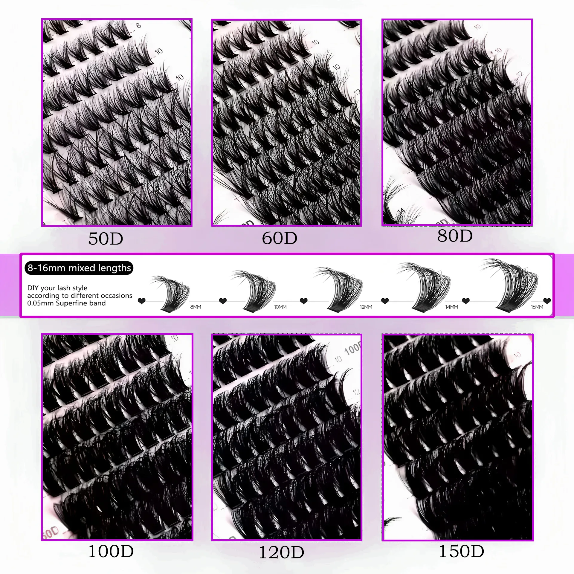 40D-150D Lashes Cluster DIY Lash Extension Mixed Tray Clusters Eyelashes Fluffy Volume Indibidwal Lashes Cat Eye Lash Extension — image 4