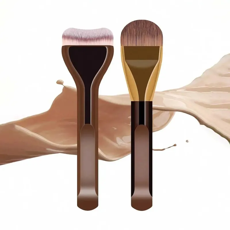 2 stk Foundation Makeup Børster Sæt Ultra tynd top maskebørste til flydende creme Kosmetik blanding skønhedsværktøj Premium gave
