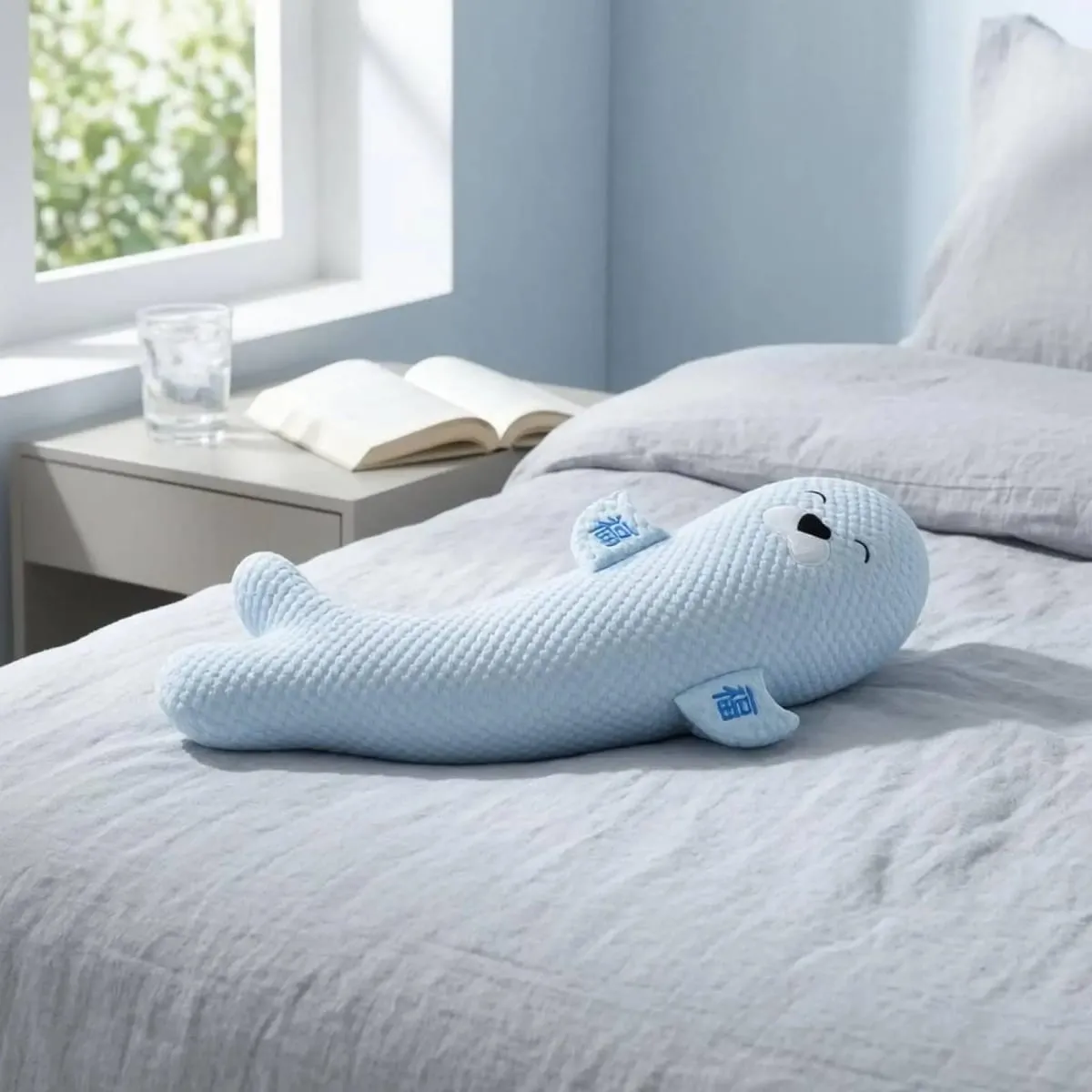 Cuscino lungo in peluche per abbracciare il sonno. Cuscino per il corpo di supporto. Accogliente arredamento a forma di animale. Riposo confortevole per il letto degli adulti