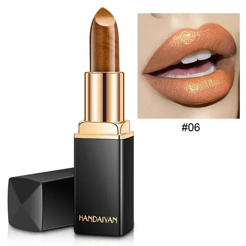 Značka Professional Lips Makeup Voděodolný Shimmer Dlouhotrvající pigment Nude Pink Mermaid Shimmer Lipstick Luxusní kosmetický make-up — image 15