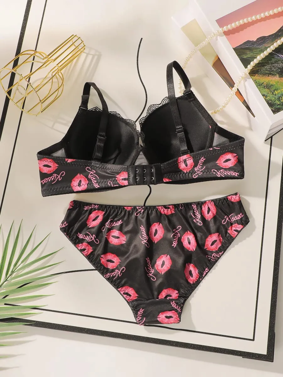 女性の高品質プリントパッチワークレースセクシーなランジェリーセットプッシュアップアンダーブラジャーとパンティセット女性のためのコンフォートフィット S-XL — image 2