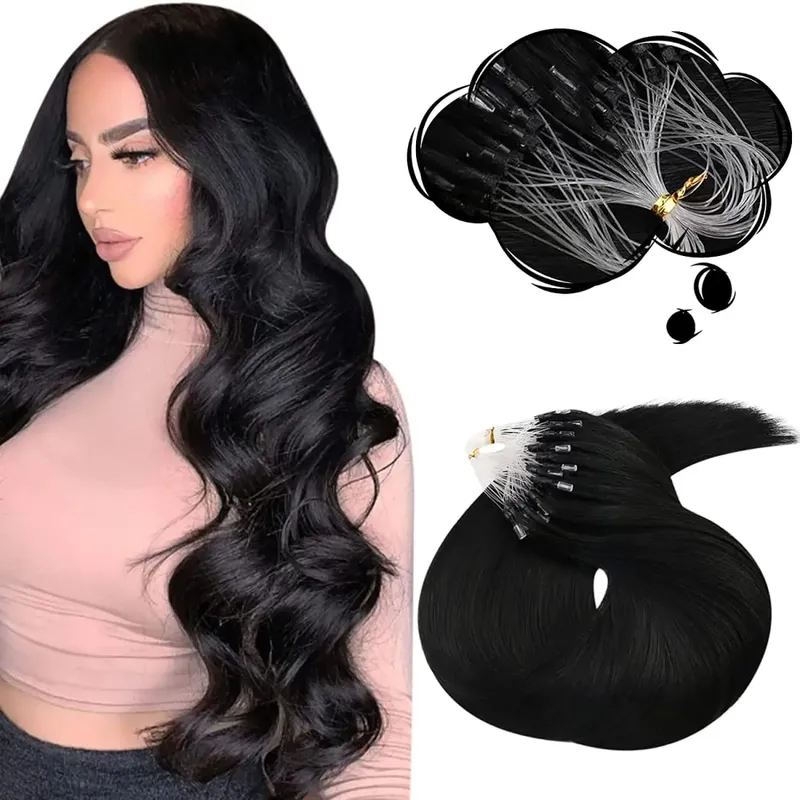 Moresoo Micro Link-Haarverlängerungen, Echthaar, Mikro-Loop-Haar, Kaltfusion, 50 g, unsichtbares brasilianisches vorgebundenes Remy-Mikroring-Haar — image 19