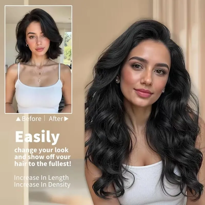 22Inci Sintetik 6pcs/set Sambungan Rambut Kerinting Panjang Tebal Potongan Rambut Lembut untuk Liputan Garis Rambut Pendek untuk Penggunaan Harian Wanita — image 6