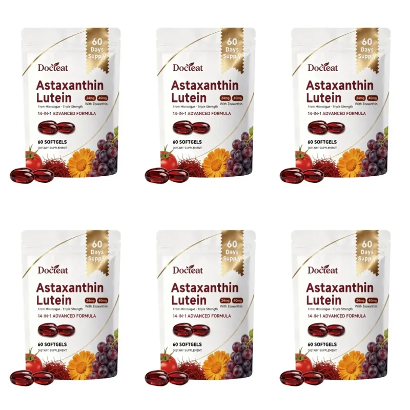 Augenergänzungsmittel mit dreifacher Stärke, Lutein, Astaxanthin und Zeaxanthin, Sehunterstützung bei Bildschirmblendung und digitaler Augenbelastung, 60 Kapseln