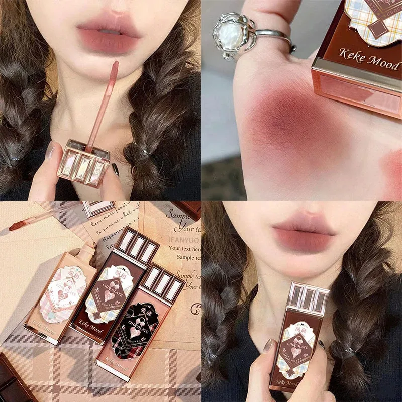 Cioccolato Nuvola Lucidalabbra Velluto opaco Applicazione liscia Smalto per labbra Mousse Marrone Rosso Rossetto liquido Trucco Tinta labbra Cosmetici — image 2
