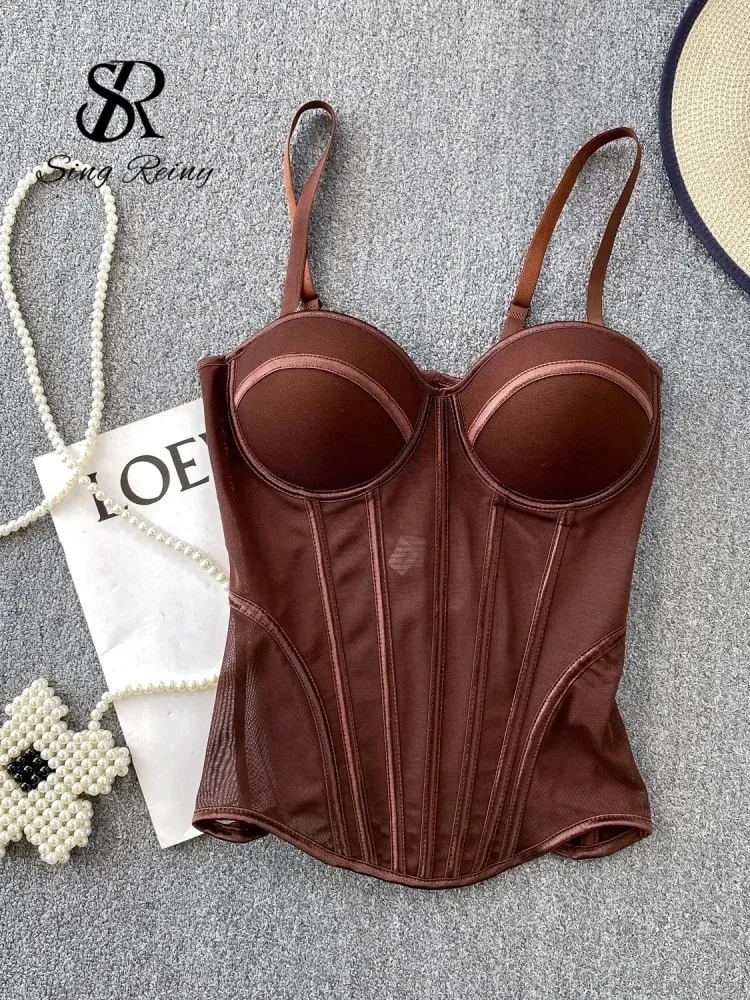 Corset de luxe en maille pour femmes, Camisole à bretelles, Lingerie solide, haut d'été de haute qualité, contrôle du ventre, débardeur de fête transparent, 2026 — image 13