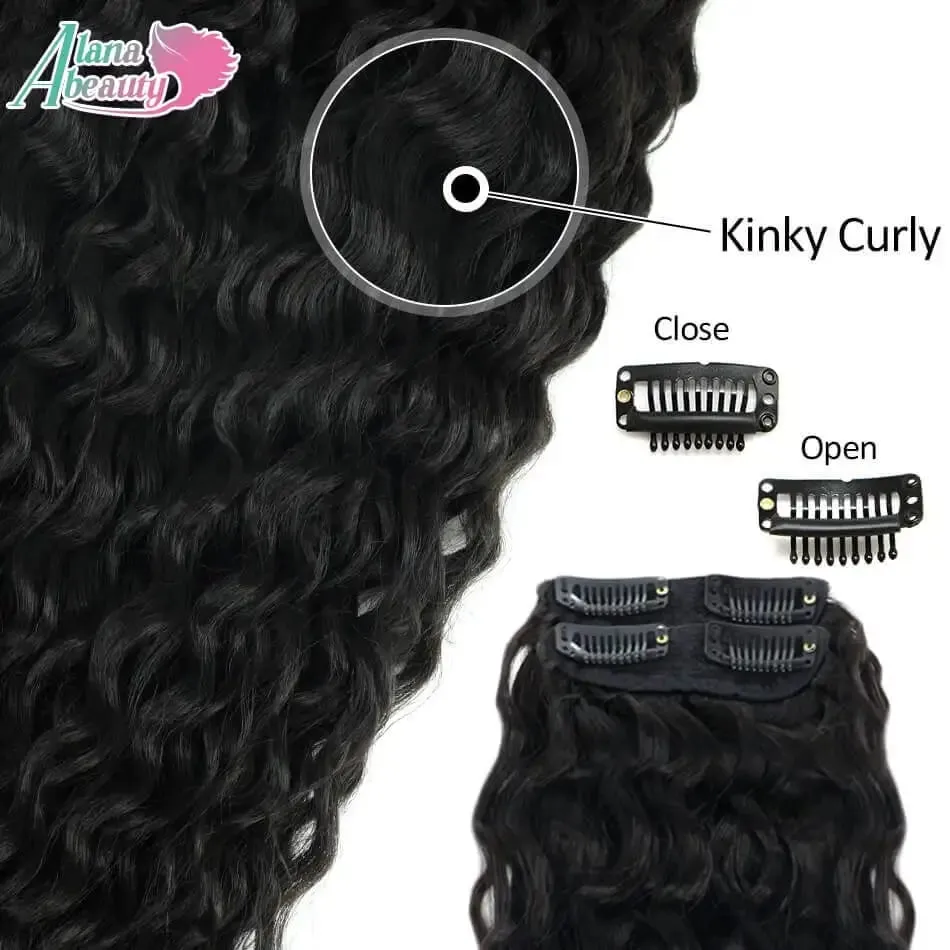 Alana 28inch Synthetic Long Water Curly Clip In Hairpieces Hair Extensions Kinky Curly Clip-in Hair Heat Resistant Organic Fiber — image 3