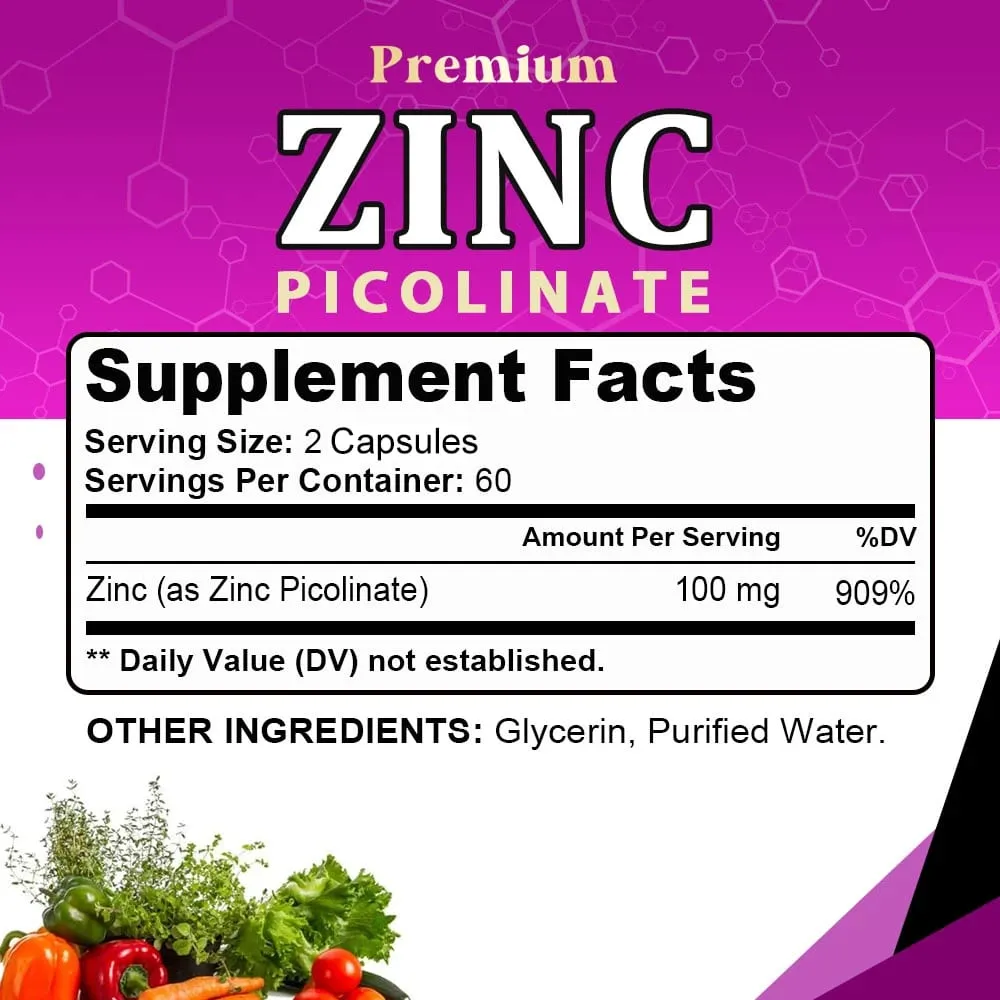 Zinc Picolinate 100 Mg - Superior Zinc Absorption Boosts Immune Support Sleep & Energy Supports Respiratory Health — image 6